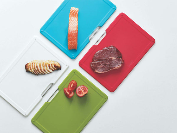 Coffret cadeau Folio : ensemble de 4 pièces pour planches à découper argentées avec couteau de chef