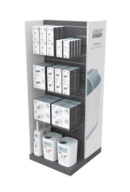 Freestanding bathroom POS display, unfilled