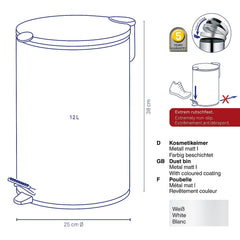 Mats trash can with pedal 12 liters