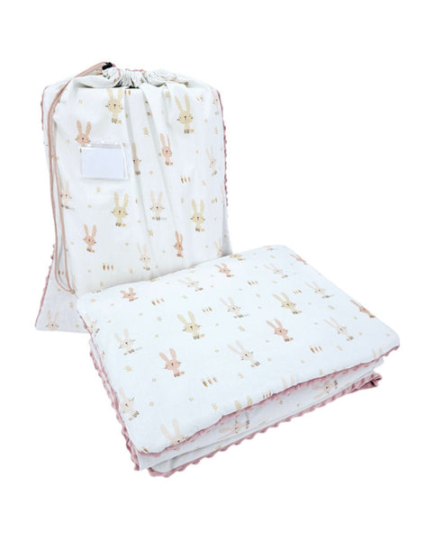 Parure de lit de maternelle 100 x 135 cm avec sac LAPIN