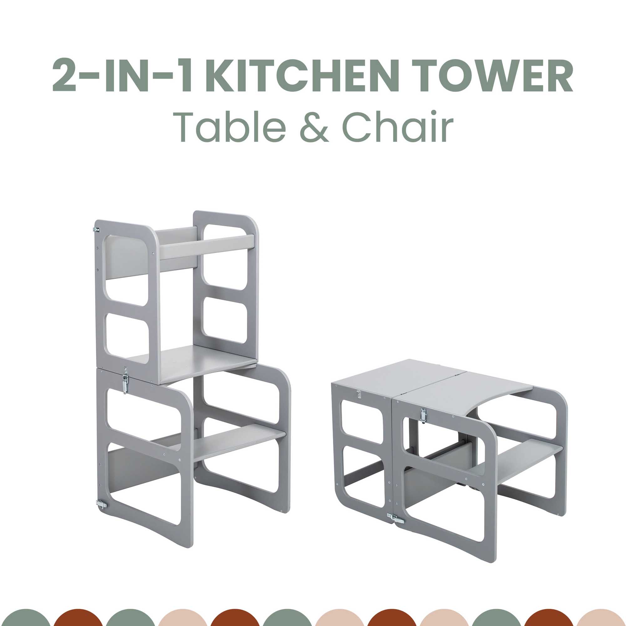 Tour de cuisine transformable 2-en-1 - ensemble table et chaises