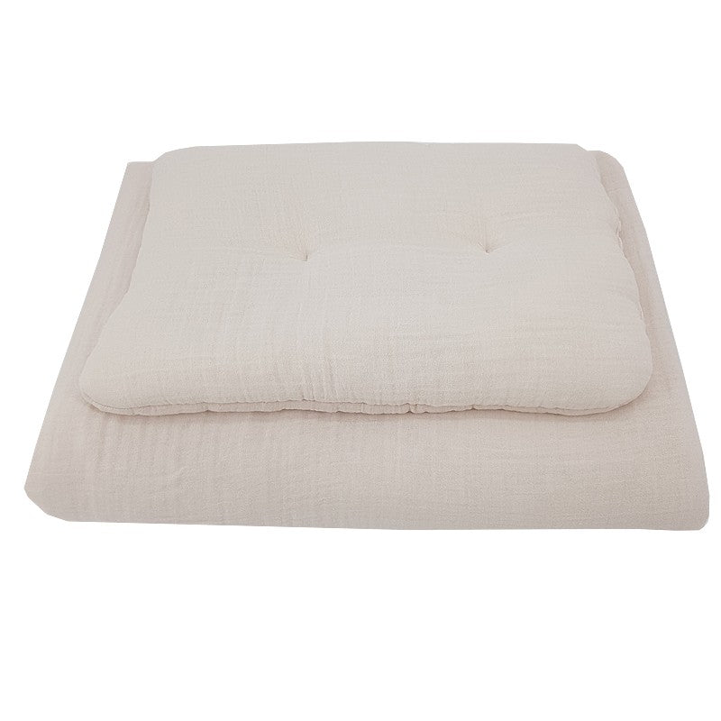 Mousseline wieg beddengoed set beige