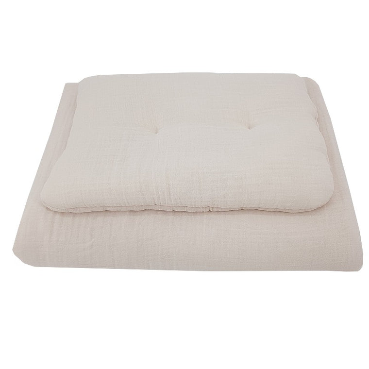 Parure de lit bébé en mousseline beige