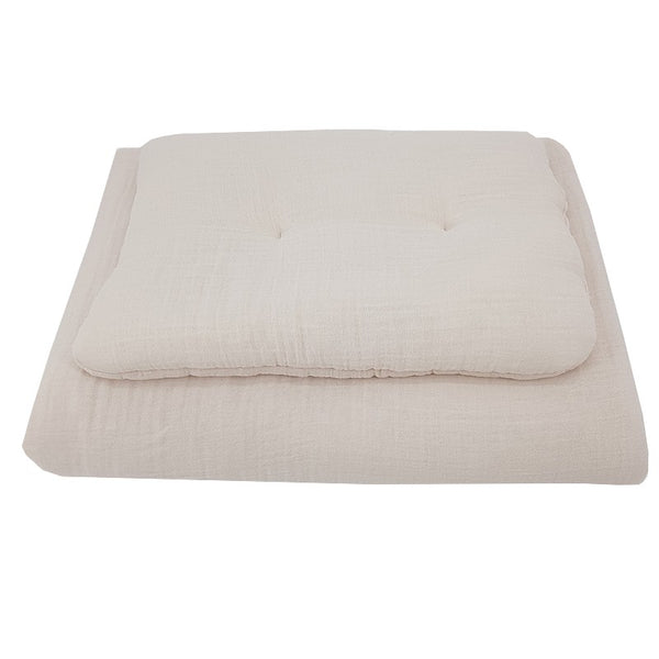 Mousseline wieg beddengoed set beige