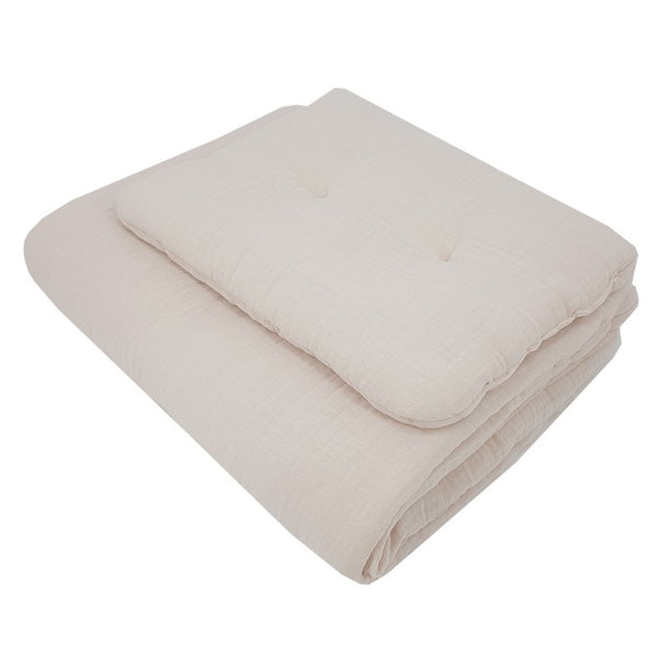 Mousseline wieg beddengoed set beige