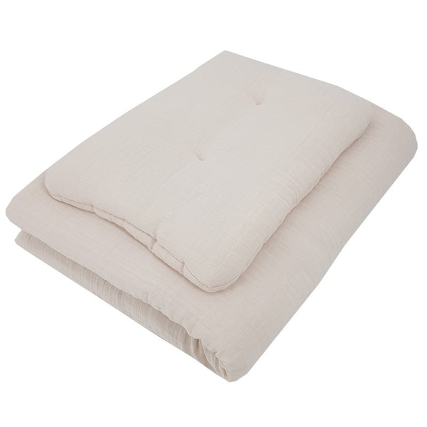 Mousseline wieg beddengoed set beige