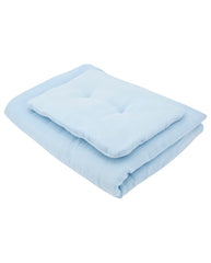 Blauwe mousseline ledikantbedset