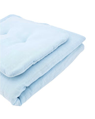 Blauwe mousseline ledikantbedset