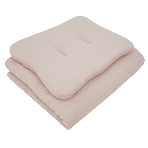 Parure de lit pour berceau en mousseline rose