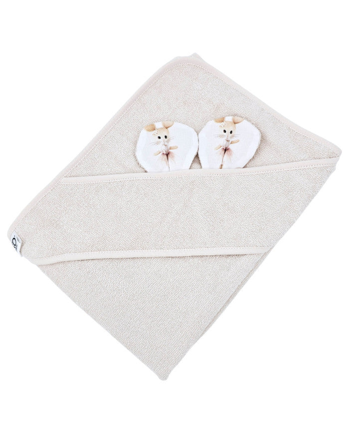 Cape de bain en bambou Souris ballerine / Beige clair