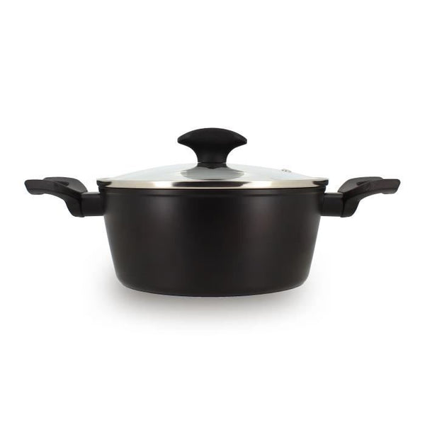 Faitout - MENASTYL - 6020646 - Aluminium forgé - 20 cm - Noir - Convient à toutes les sources de chaleur, y compris l'induction