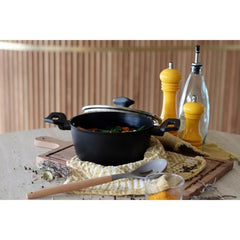 Faitout - MENASTYL - 6020646 - Aluminium forgé - 20 cm - Noir - Convient à toutes les sources de chaleur, y compris l'induction