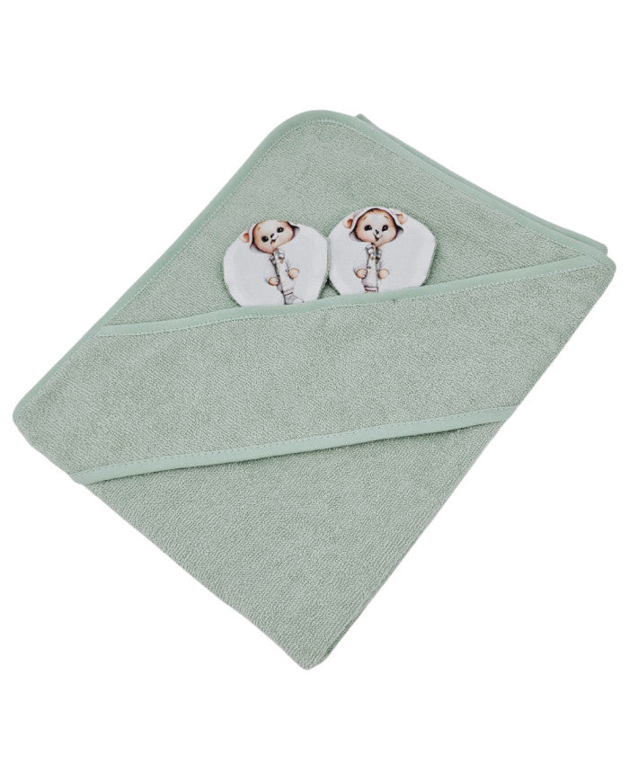 Bamboo bath cover GARDENER BEAR/MINT