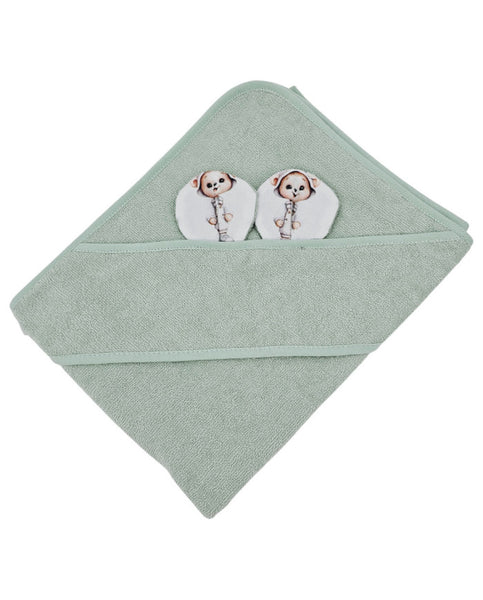 Housse de bain en bambou OURS JARDINIER/MENTHE