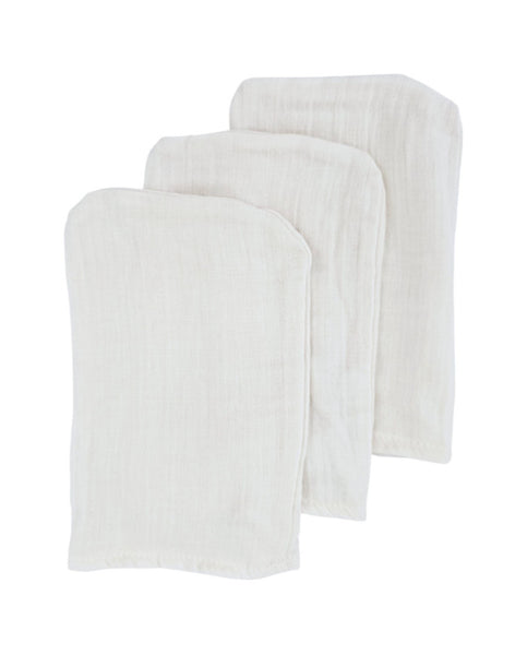 Gant de toilette en mousseline assorti, 3 pièces, beige