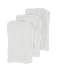 Gant de toilette en mousseline assorti, 3 pièces, beige