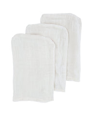 Gant de toilette en mousseline assorti, 3 pièces, beige