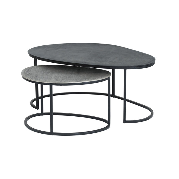 Napa coffee table, set of 2, Black / Antique Silver
