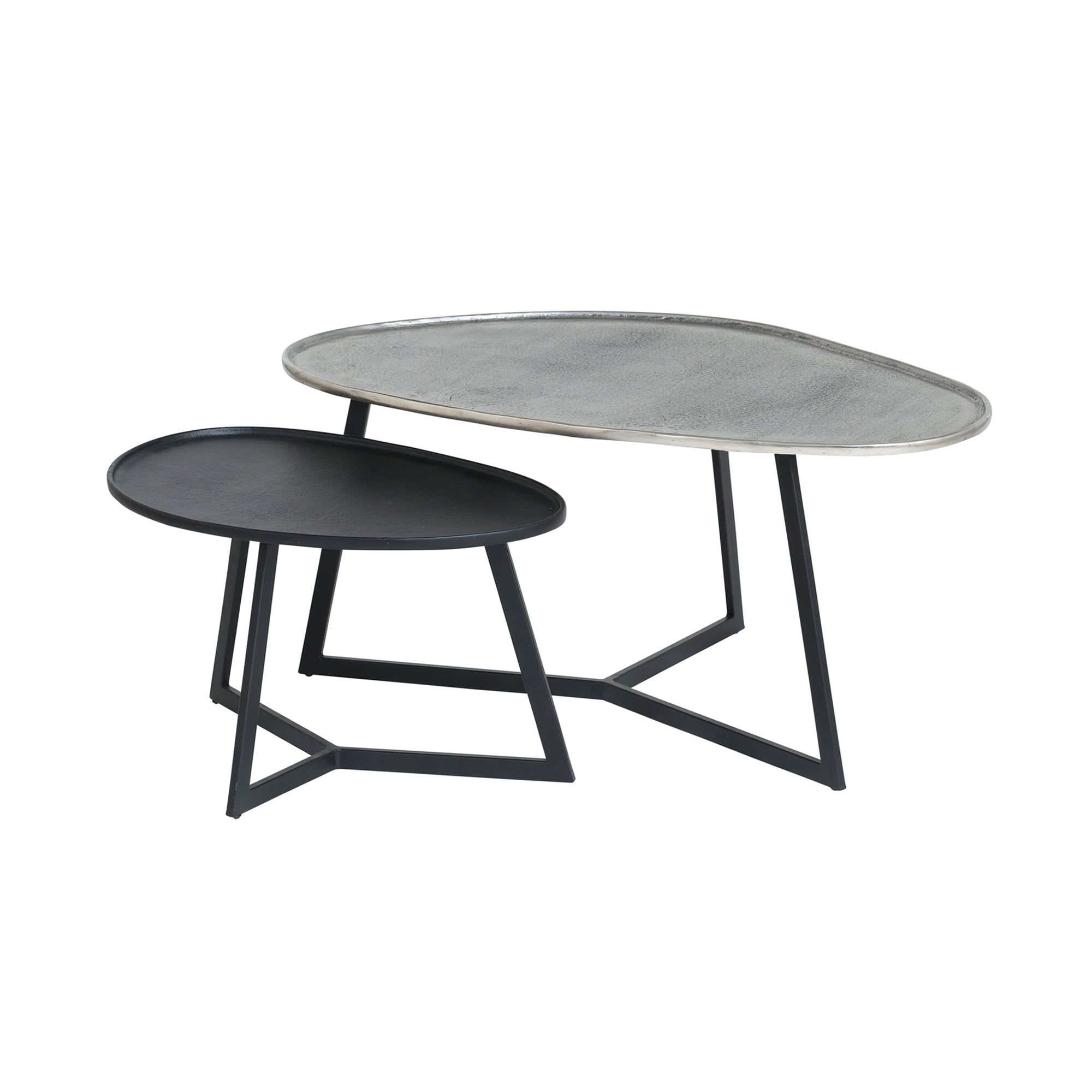 Novato coffee table, set of 2, Antique silver / Black