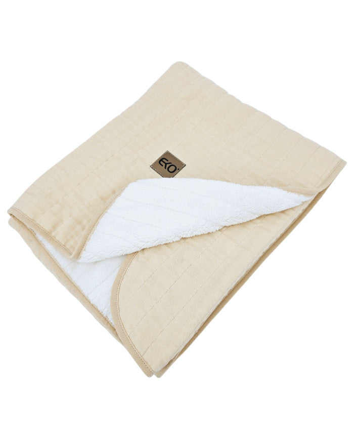 Couverture en mousseline matelassée en fourrure, couleur Latte