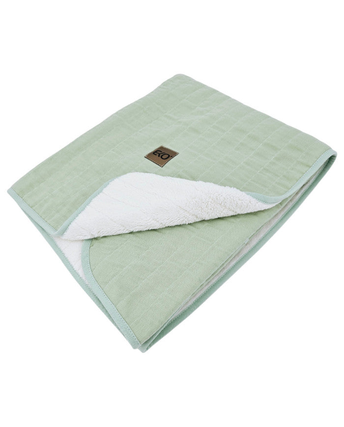 Couverture matelassée en mousseline effet fourrure MENTHE