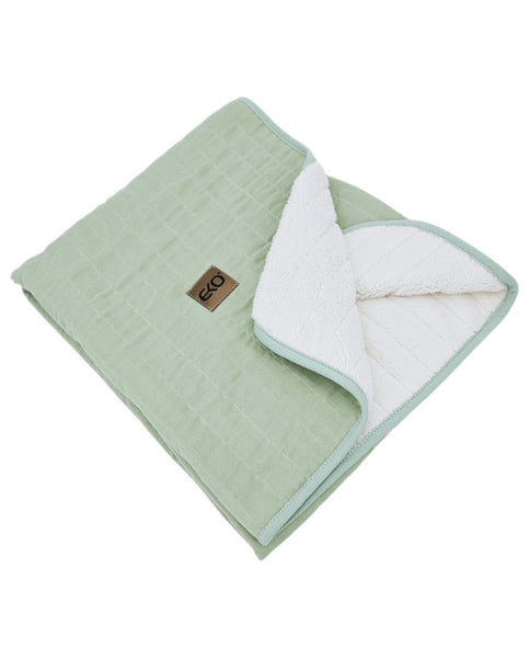 Couverture matelassée en mousseline effet fourrure MENTHE