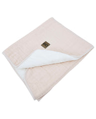 Couverture matelassée en mousseline fourrure ROSE POUDRE