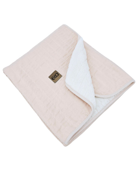 Couverture matelassée en mousseline fourrure ROSE POUDRE