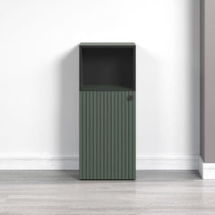 Meuble de salle de bain - Vert sauge et noir - L40 x H95 x P31 cm - PURE BLISS