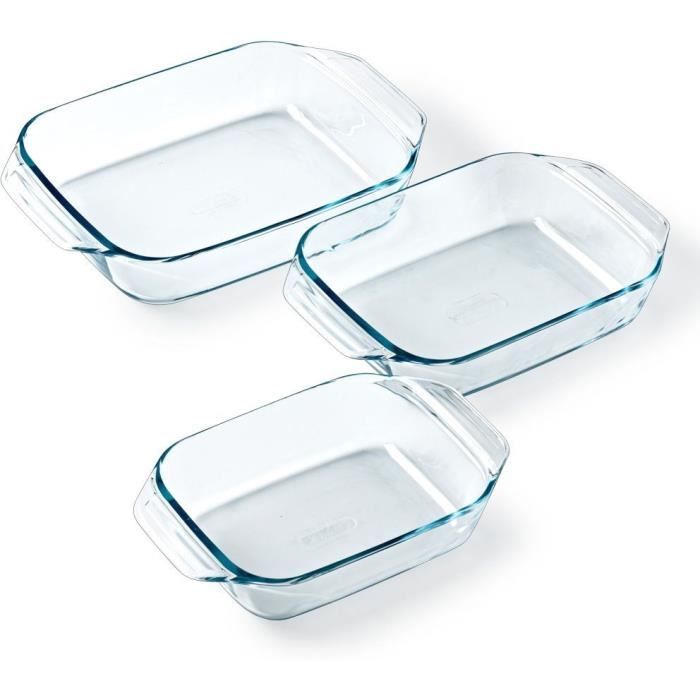Set of 3 baking dishes - PYREX - Glass - Rectangular - Irresistible - 20-25-28 cm