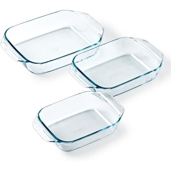 Set of 3 baking dishes - PYREX - Glass - Rectangular - Irresistible - 20-25-28 cm