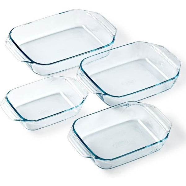 Lot de 4 plats four - PYREX - Verre - Rectangulaire - 27/31/35/39 cm