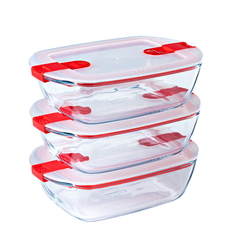 Ensemble de 3 plats rectangulaires Cook & Heat de 1,1 litre