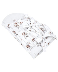 Printed Cotton Swaddle Blanket GARDENER BEAR