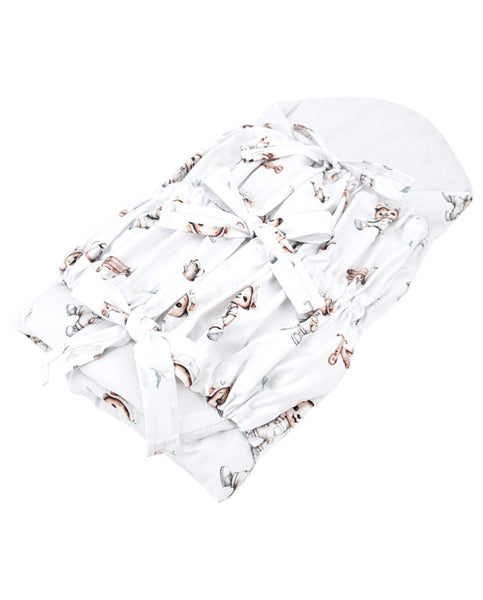Printed Cotton Swaddle Blanket GARDENER BEAR