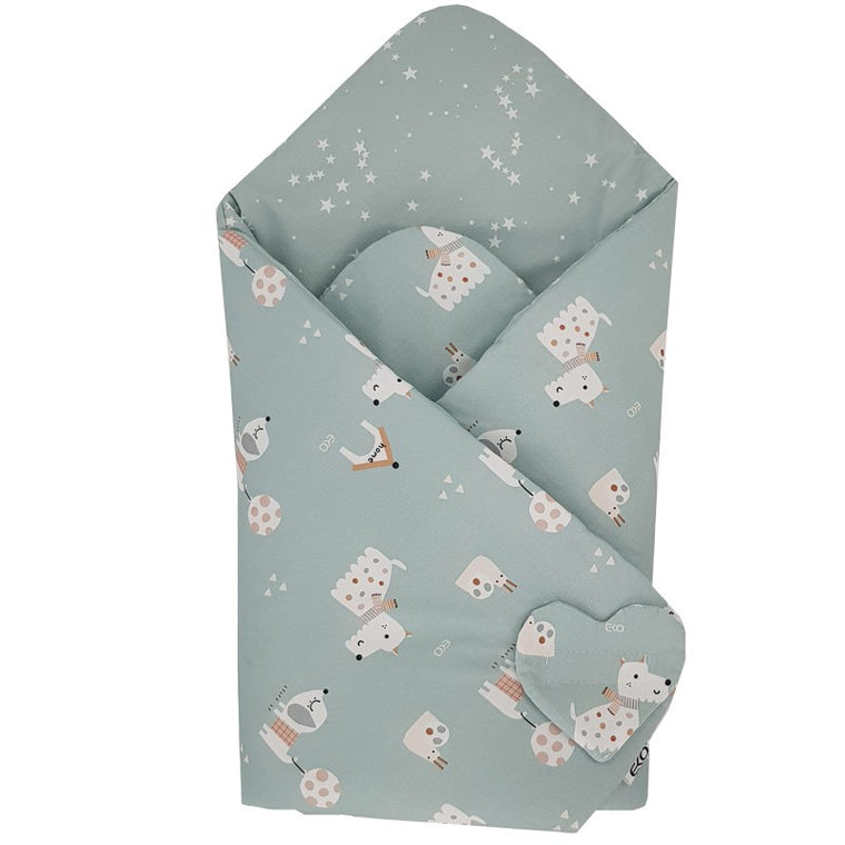 Double-sided printed cotton swaddle blanket — Dogs