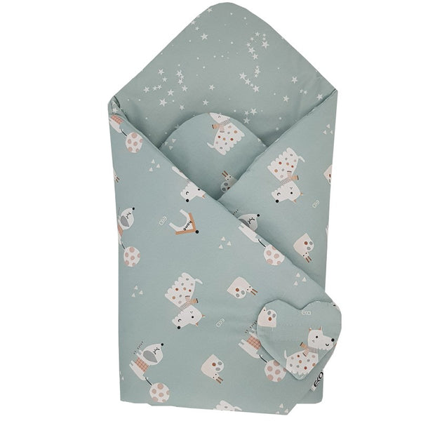Double-sided printed cotton swaddle blanket — Dogs