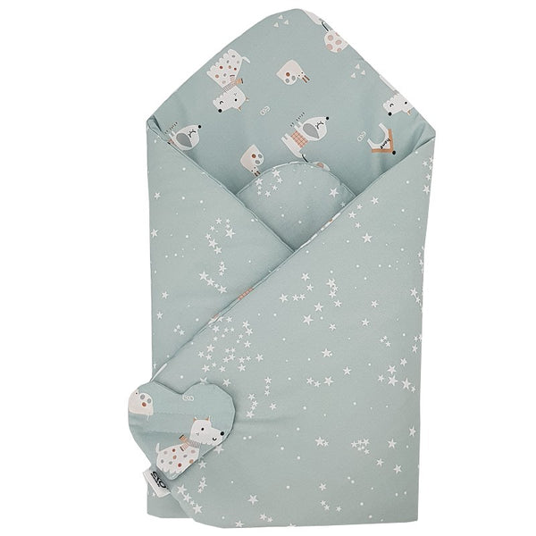 Double-sided printed cotton swaddle blanket — Dogs