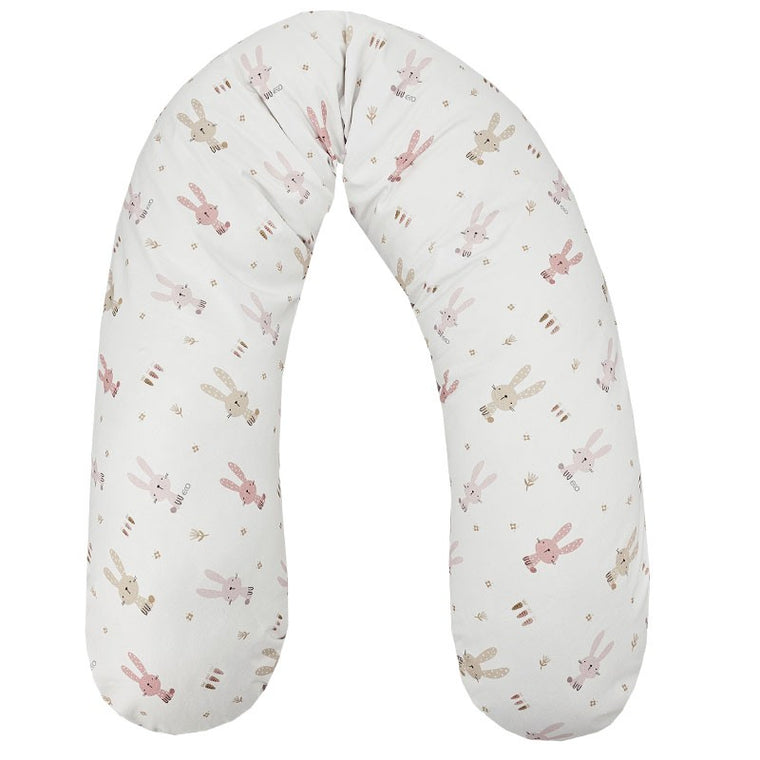 Coussin d'allaitement en velours Lapin / Rose poudré