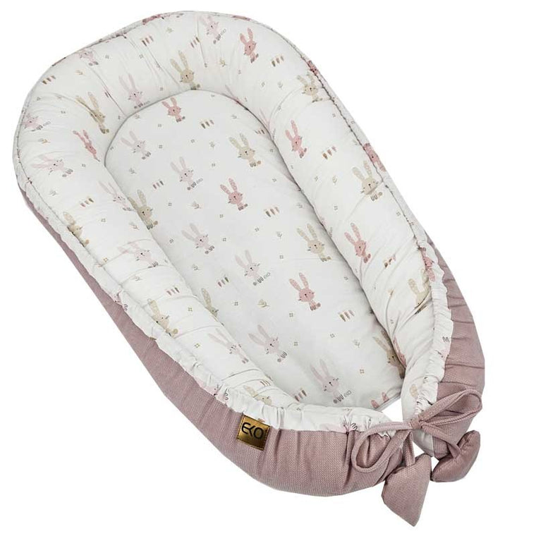 Cocon bébé velours lapin / Rose vif