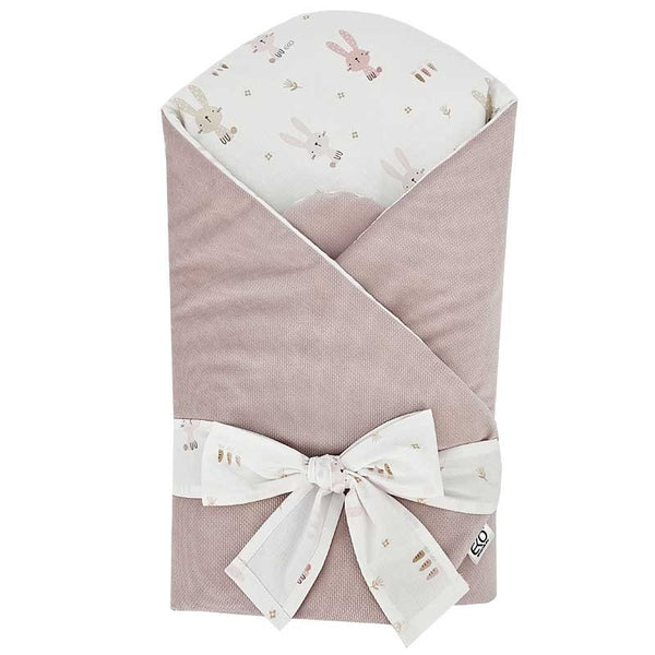 Cône de coton avec LAPIN EN VELOURS/ROSE PÂLE
