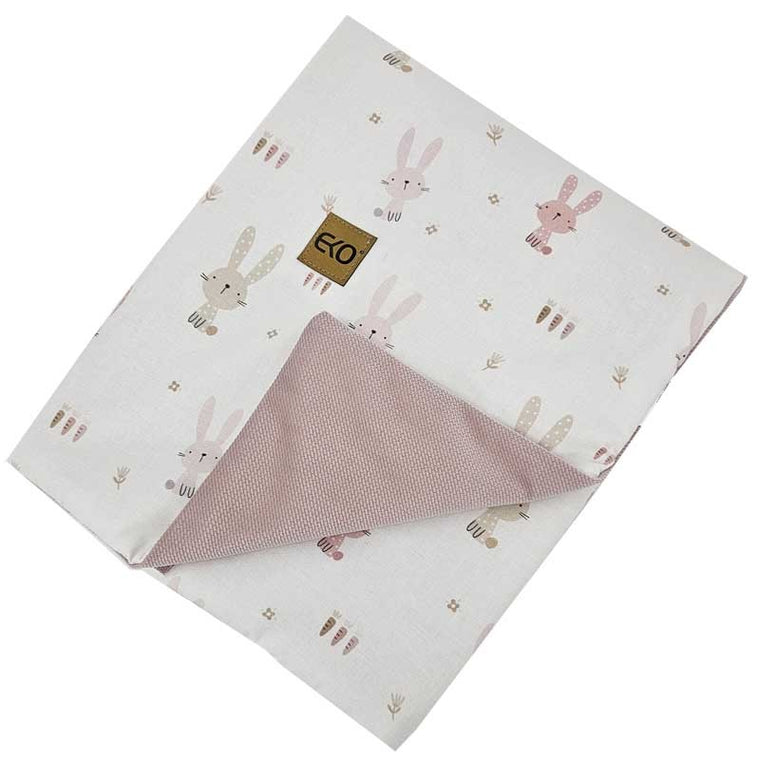 Tapis d'éveil doublé, Lapin en Velours / Rose Ancien