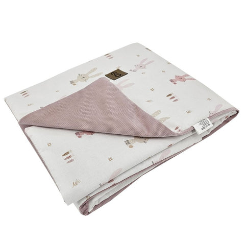 Tapis d'éveil doublé, Lapin en Velours / Rose Ancien