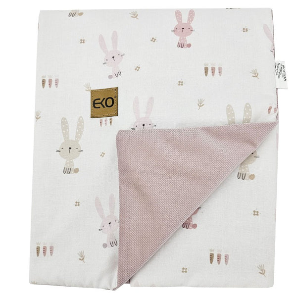 Tapis d'éveil doublé, Lapin en Velours / Rose Ancien