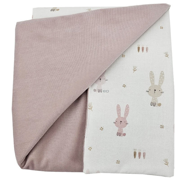 Tapis d'éveil doublé, Lapin en Velours / Rose Ancien