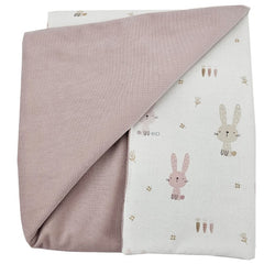 Tapis d'éveil doublé, Lapin en Velours / Rose Ancien