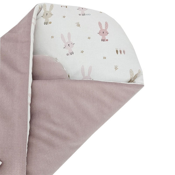 Cône de coton avec LAPIN EN VELOURS/ROSE PÂLE