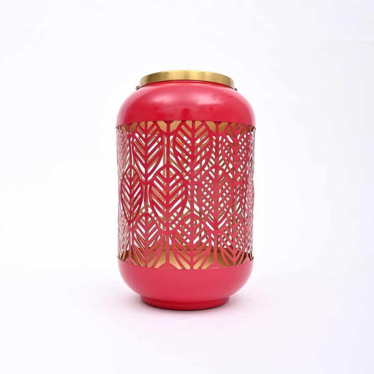 Round Metal Lantern with Scroll Cut-Outs – Decorative Candle Holder