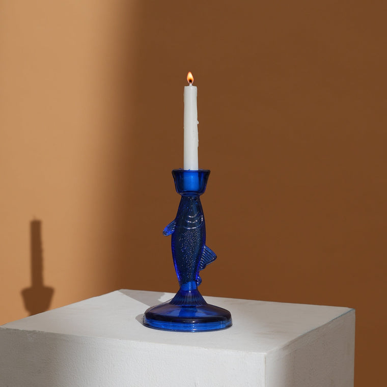 Fish Candle Holder in Royal Blue – Ocean Coastal Decor Accent