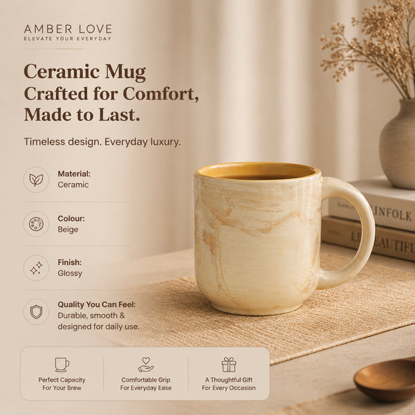 Handgemaakte Amber Love Keramische Koffie- & Theemok
